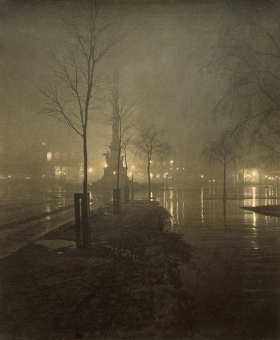 A Wet Night, Columbus Circle by William A. Fraser
